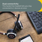 JABRA EVOLVE 65 SE MS UC DUO Bluetooth Wireless Passive Noise Cancellation Stereo Headset with Mic - Black