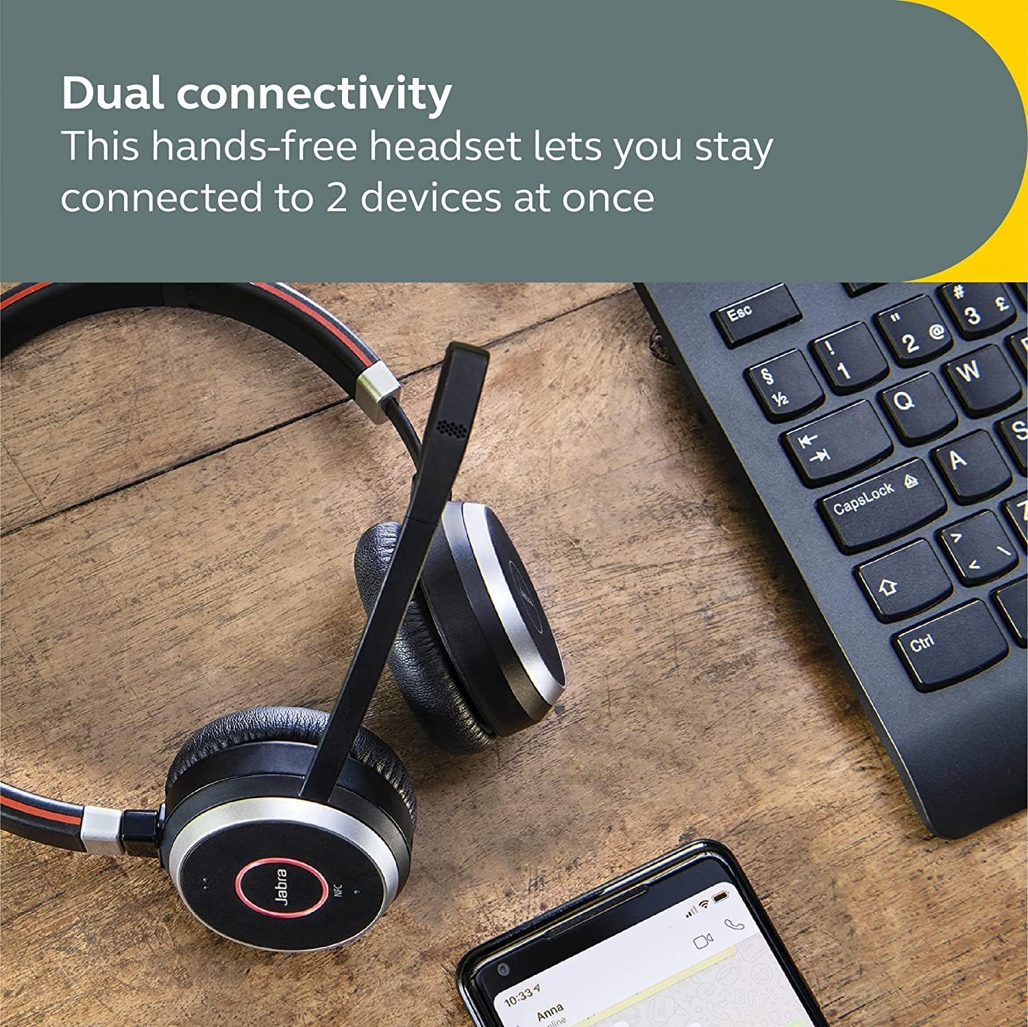 JABRA EVOLVE 65 SE MS UC DUO Bluetooth Wireless Passive Noise Cancellation Stereo Headset with Mic - Black