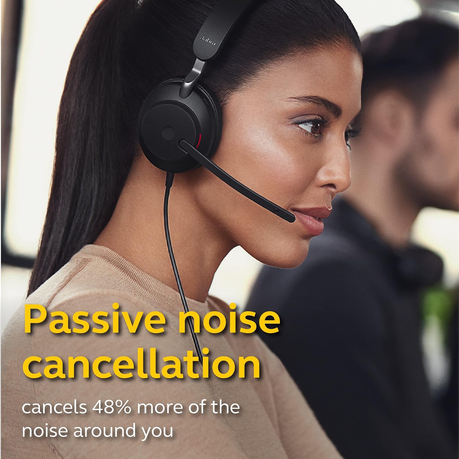 JABRA EVOLVE2 40 UC USB A Noise Isolation Stereo On Ear Wired Headset with Mic - Black