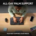 Logitech Ergo Series Wave Keys Wireless Ergonomic Keyboard with Cushioned Palm Rest - Graphite