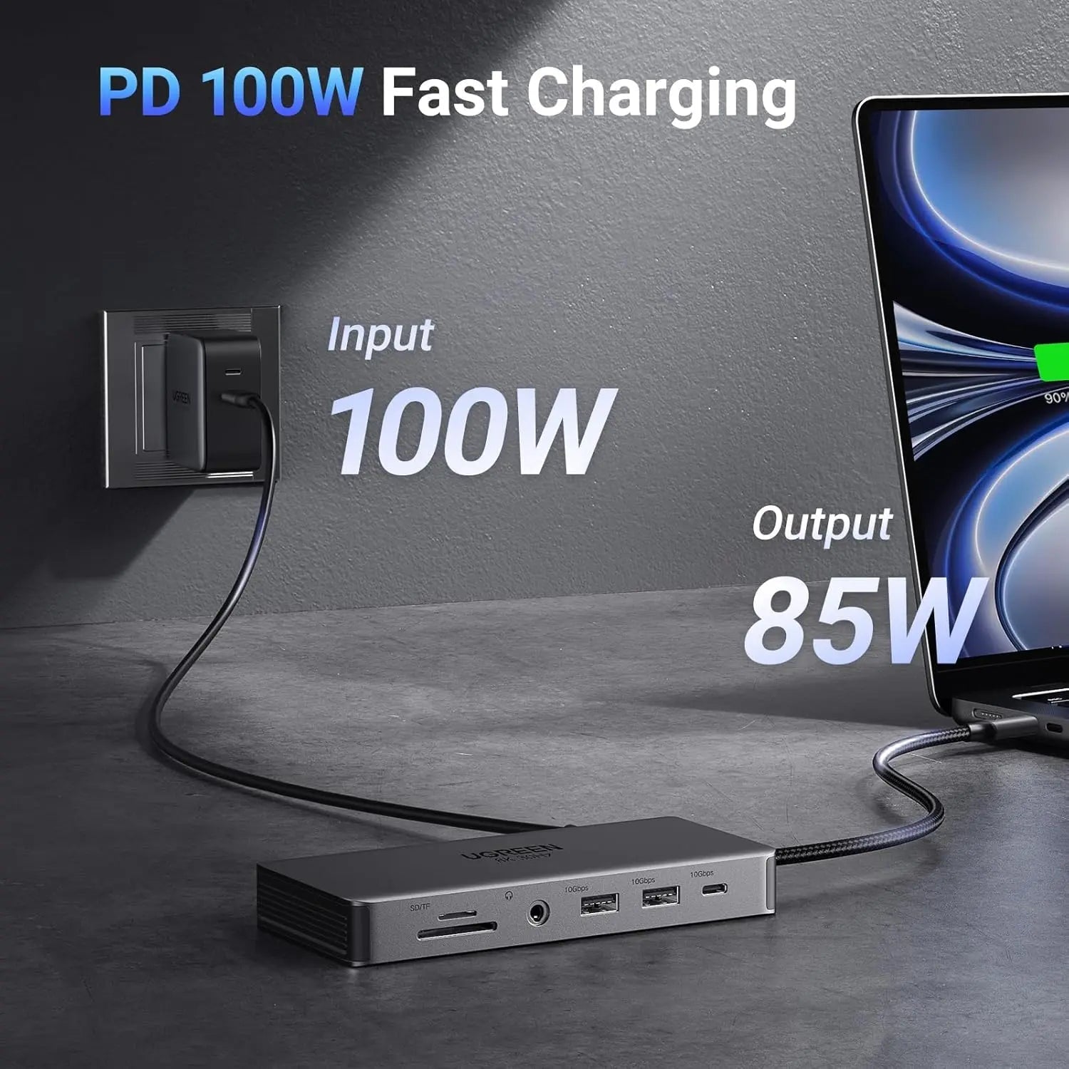 UGREEN 11-in-1 USB-C Hub Dual HDMI Docking Station 4K 60Hz 8K 30Hz 100W PD 10Gbps USB Ethernet Card Reader 15965