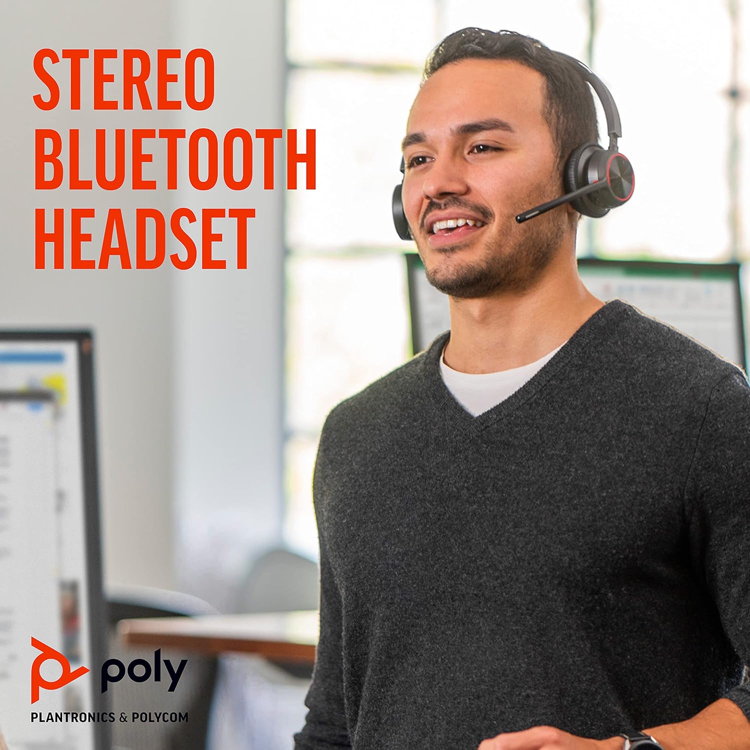 Poly Voyager 4320 UC V4320 Wireless Bluetooth Stereo Headset with USB-A BT700 dongle - Black