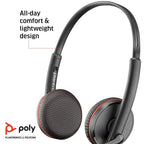 Poly Blackwire BW3225 USB-C+USB-C/A Wired Headphone with Noise Cancelling Boom Microphone