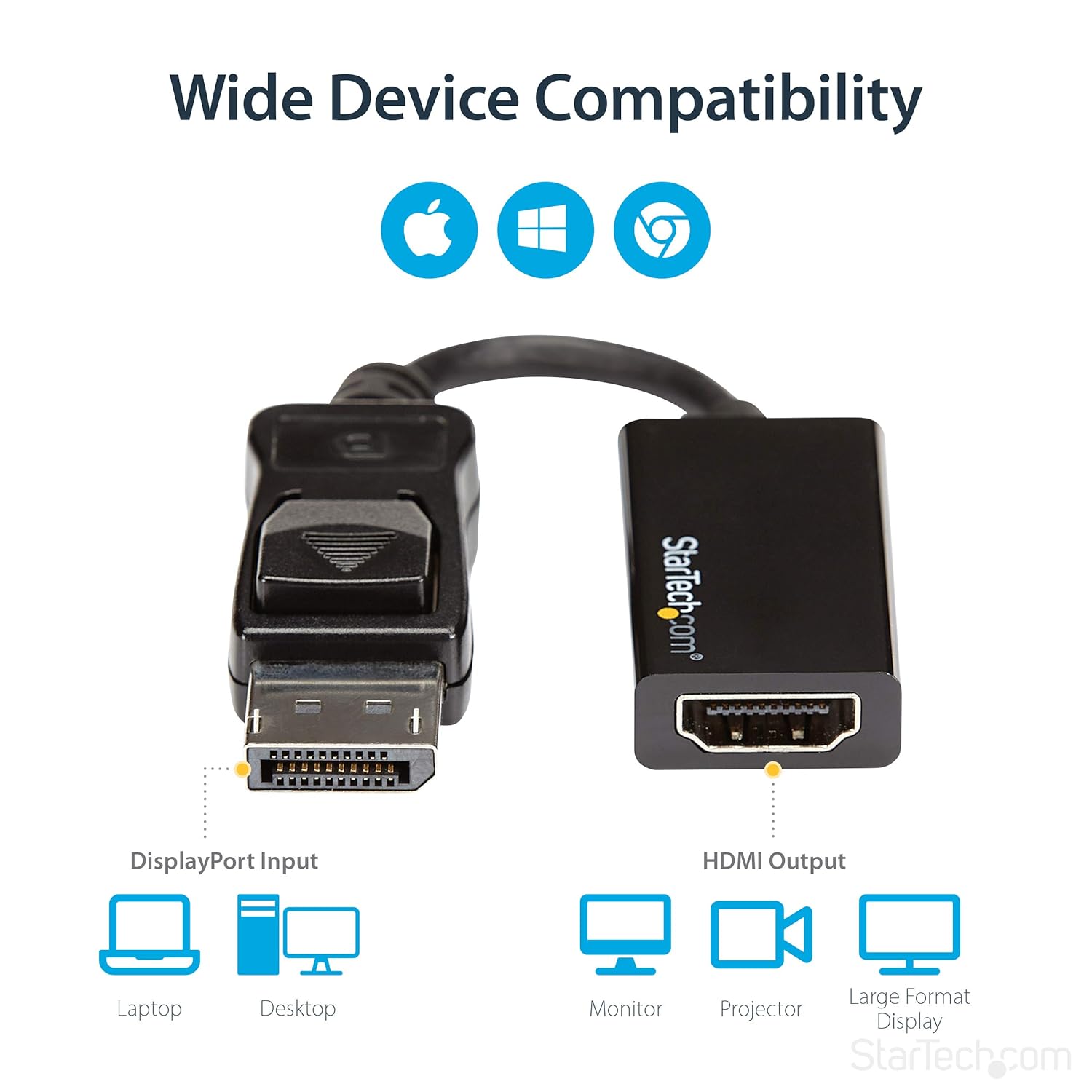 StarTech DP2HD4K60S DisplayPort to HDMI Adapter - 4K DP to HDMI Converter - UHD 4K 60Hz
