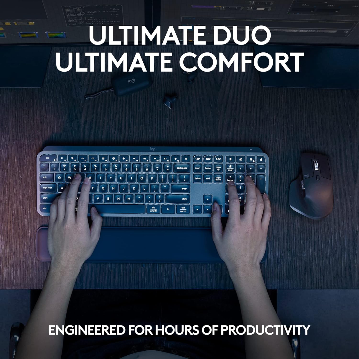 Logitech Master Series MX Keys S Wireless Keyboard and Mouse Combo with Palm Rest