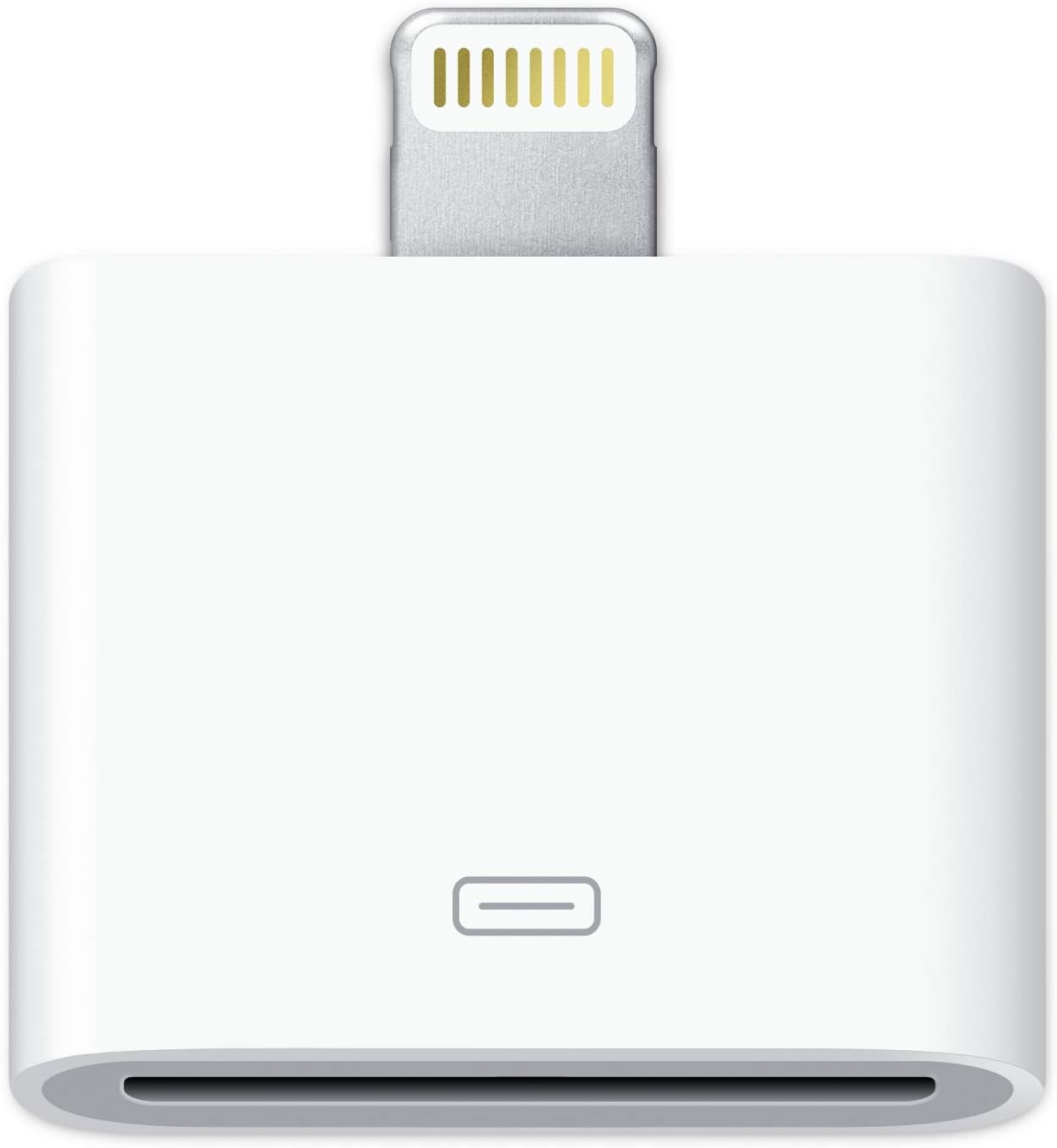 White electronic device with a lightning connector on a white background