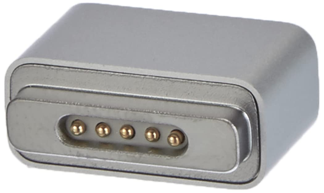 Metallic connector with pins on a white background