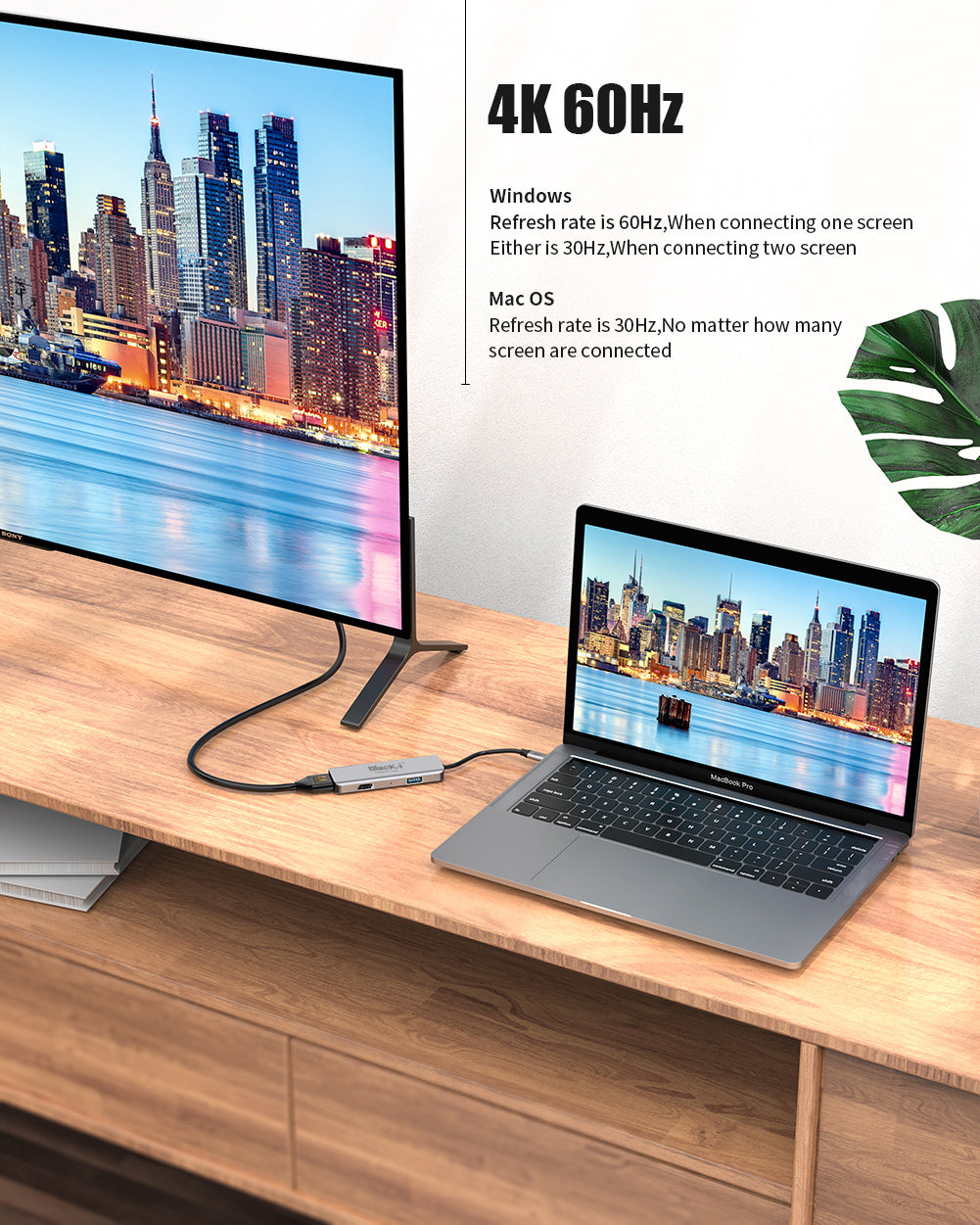 Black-i USB-C to Dual HDMI 4K with 1 USB 3.0 Port