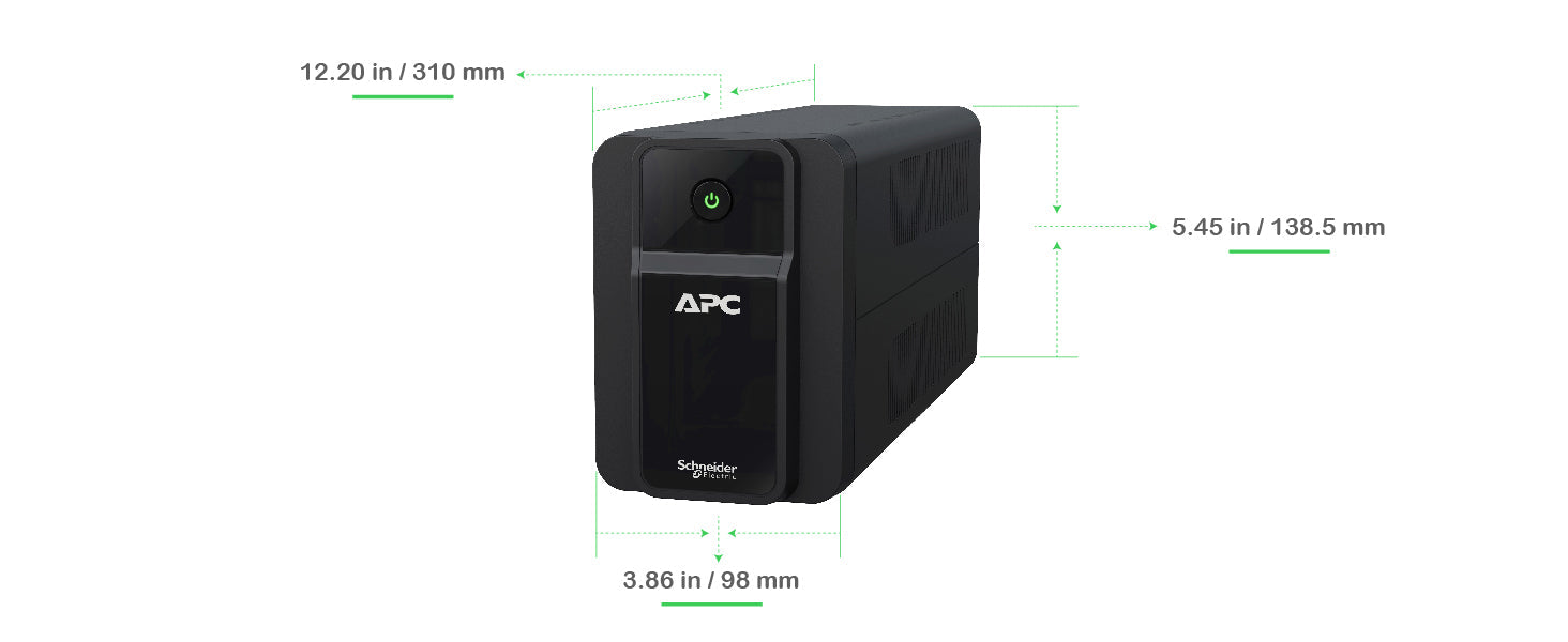 APC Back-UPS BX600I-IN 600VA/360W UPS | 230V | 3 India 3-Pin 6A Outlets | Automatic Voltage Regulation (AVR) | Generator Compatible | User Replaceable Battery