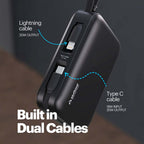 Maverick Mini 20,000mAh Powerbank with 20W Built-in Lightning & Type-C Cables