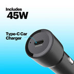 45W Type-C car charger with text on a blue background