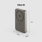 Click 10000mAh 15W Slim Magnetic Wireless Powerbank with Natural Titanium Finish for iPhone