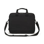 A black nylon briefcase-style laptop bag with dual top handles and an adjustable shoulder strap, shown against a plain white background.