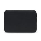 A black neoprene laptop sleeve with a zippered closure, shown from the front on a plain white background.