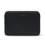 A black neoprene laptop sleeve with a silver 'DICOTA' logo printed on the front, shown against a plain white background.