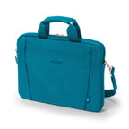 Blue laptop bag with a visible brand logo on a white background