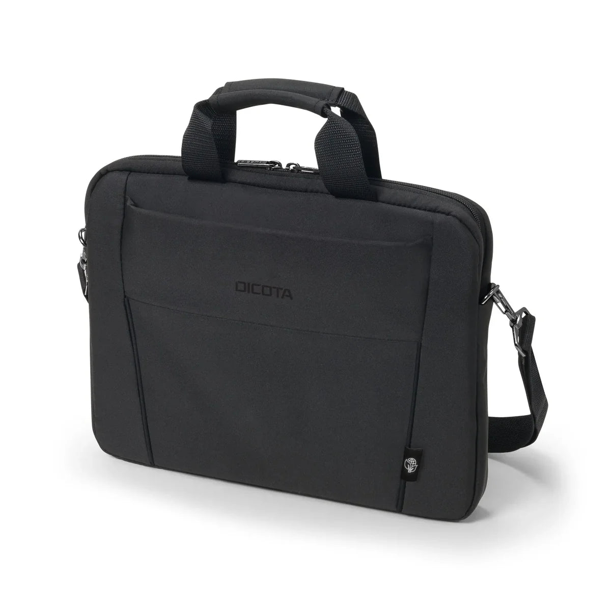 Black Dicota laptop bag on a white background