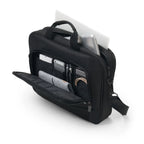 Black laptop bag with compartments on a white background