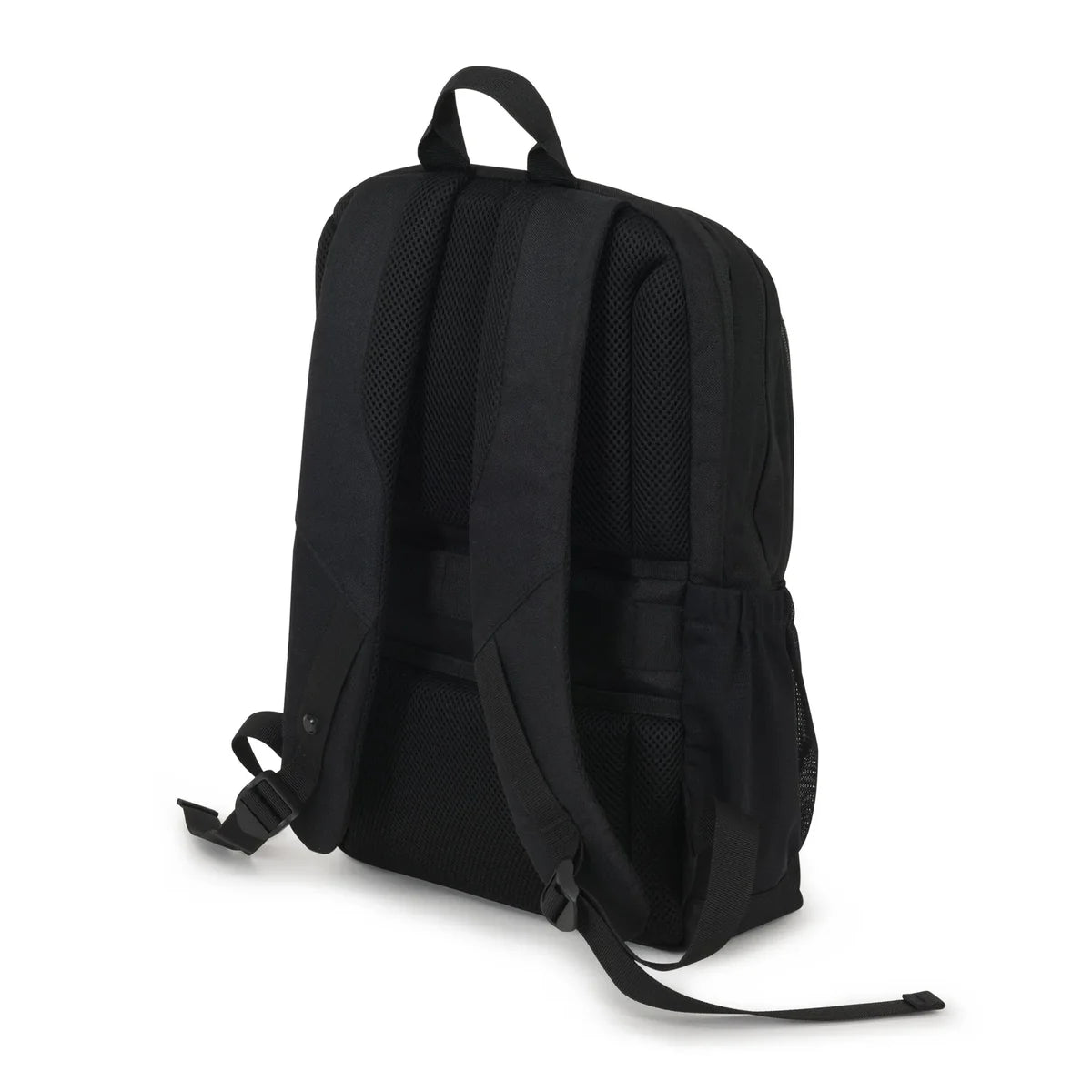 Black backpack on a white background