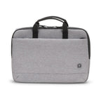 Gray laptop bag with black handles on a white background