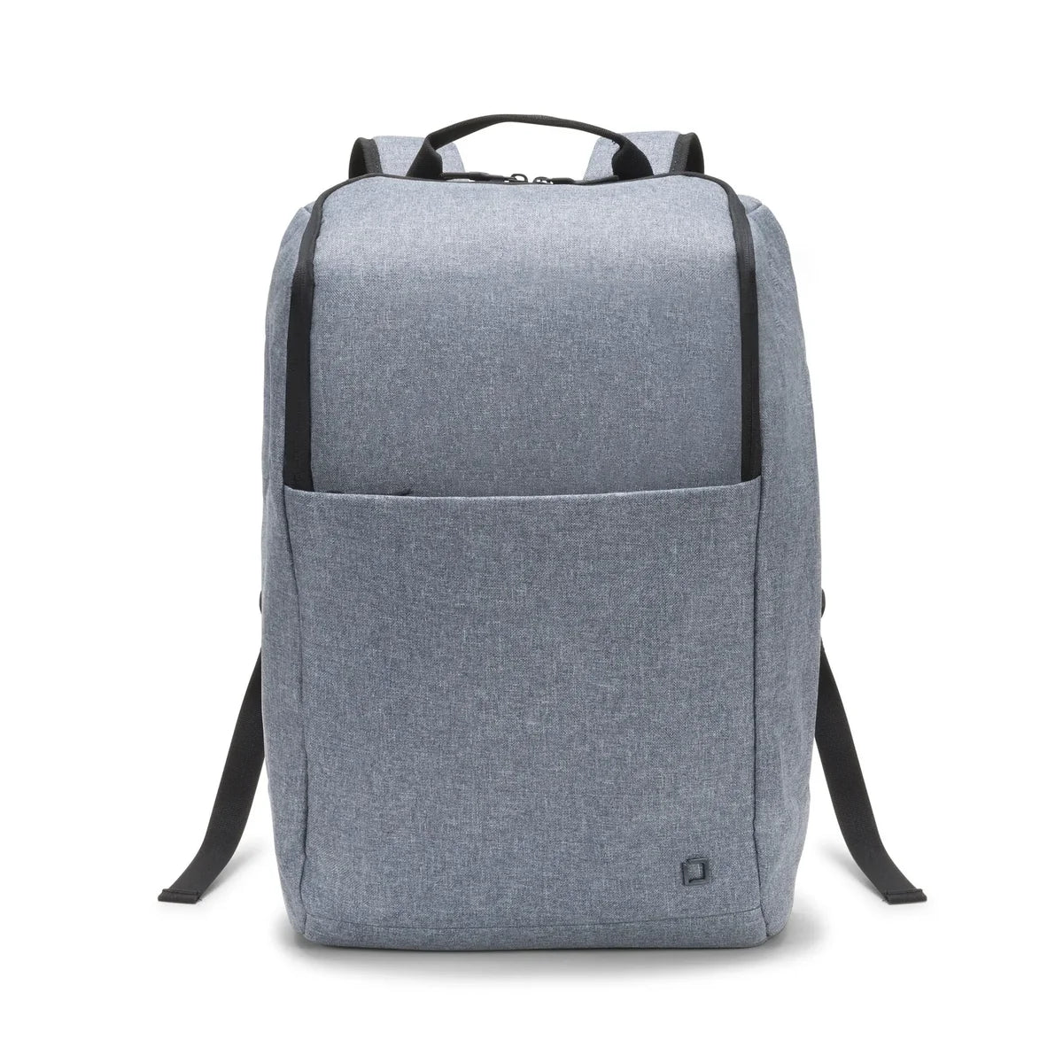 Gray backpack with black straps on a white background