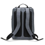 Gray backpack with black straps on a white background