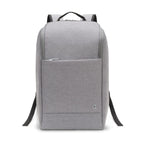 Gray backpack with a front pocket on a white background