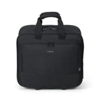Black suitcase with handle on a white background