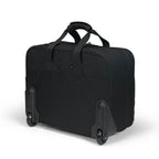 Black rolling suitcase on a white background