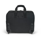 Black rolling suitcase on a white background