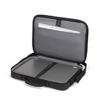 Black and gray suitcase on a white background