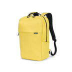 A bright yellow backpack with black straps, zippers, and trim, shown from a three-quarter angle on a solid white background.