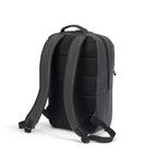 A black backpack shown from the back, featuring padded shoulder straps, a breathable mesh back panel, and a top carry handle, photographed on a clean white background.