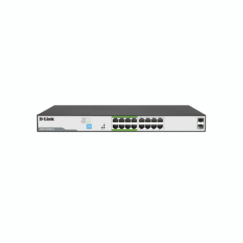 DLink DGS-F1018P-E 16 1000Mbps 250mPoE+2SFP Switch