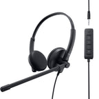 DELL WH1022 Wired Stereo Over Ear Active Noise Cancellation Headset with Boom Mic - Black