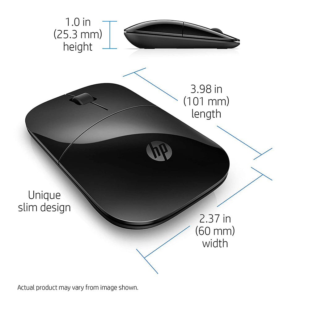 HP Z3700 Wireless Mouse with 1200DPI and 2.4GHz Connectivity - Black