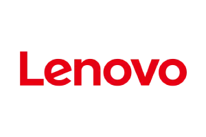 Lenovo logo in red on a white background