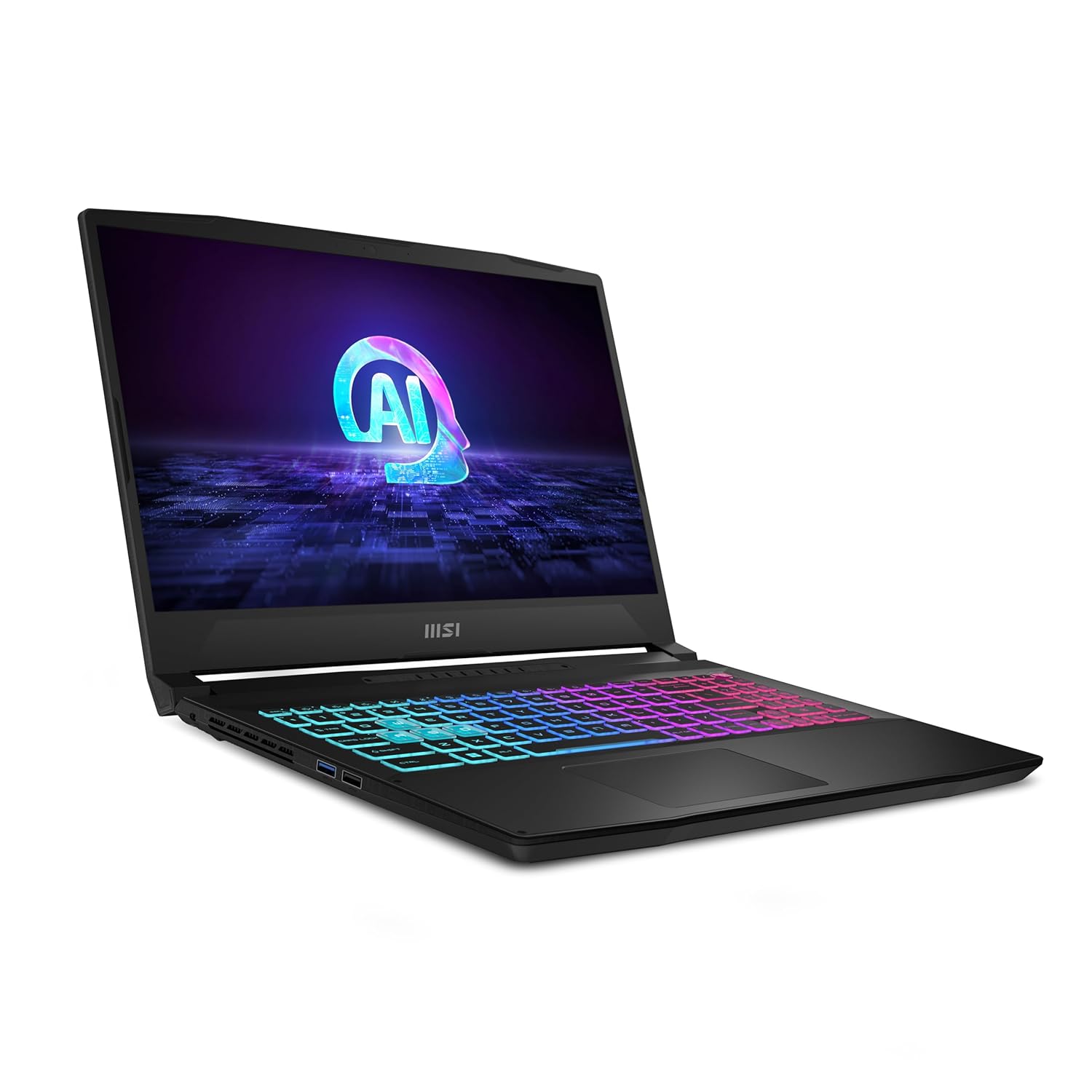 Laptop with RGB keyboard on a white background