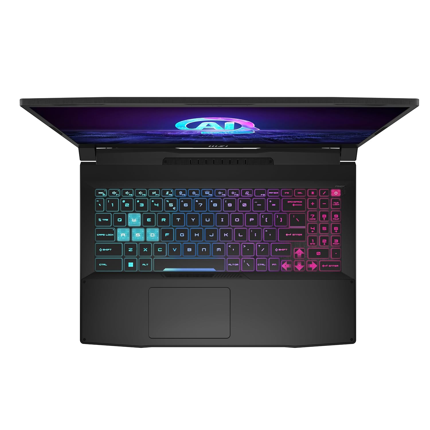 Gaming laptop with RGB keyboard on a white background