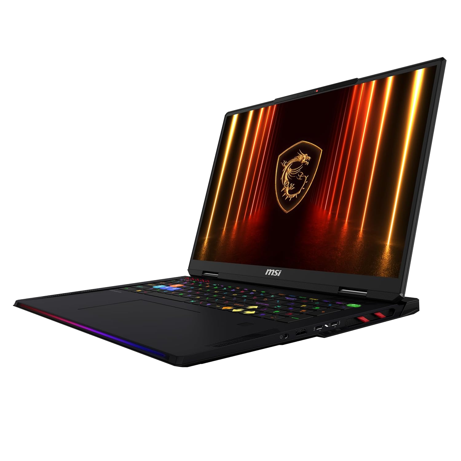Gaming laptop with illuminated keyboard on a white background