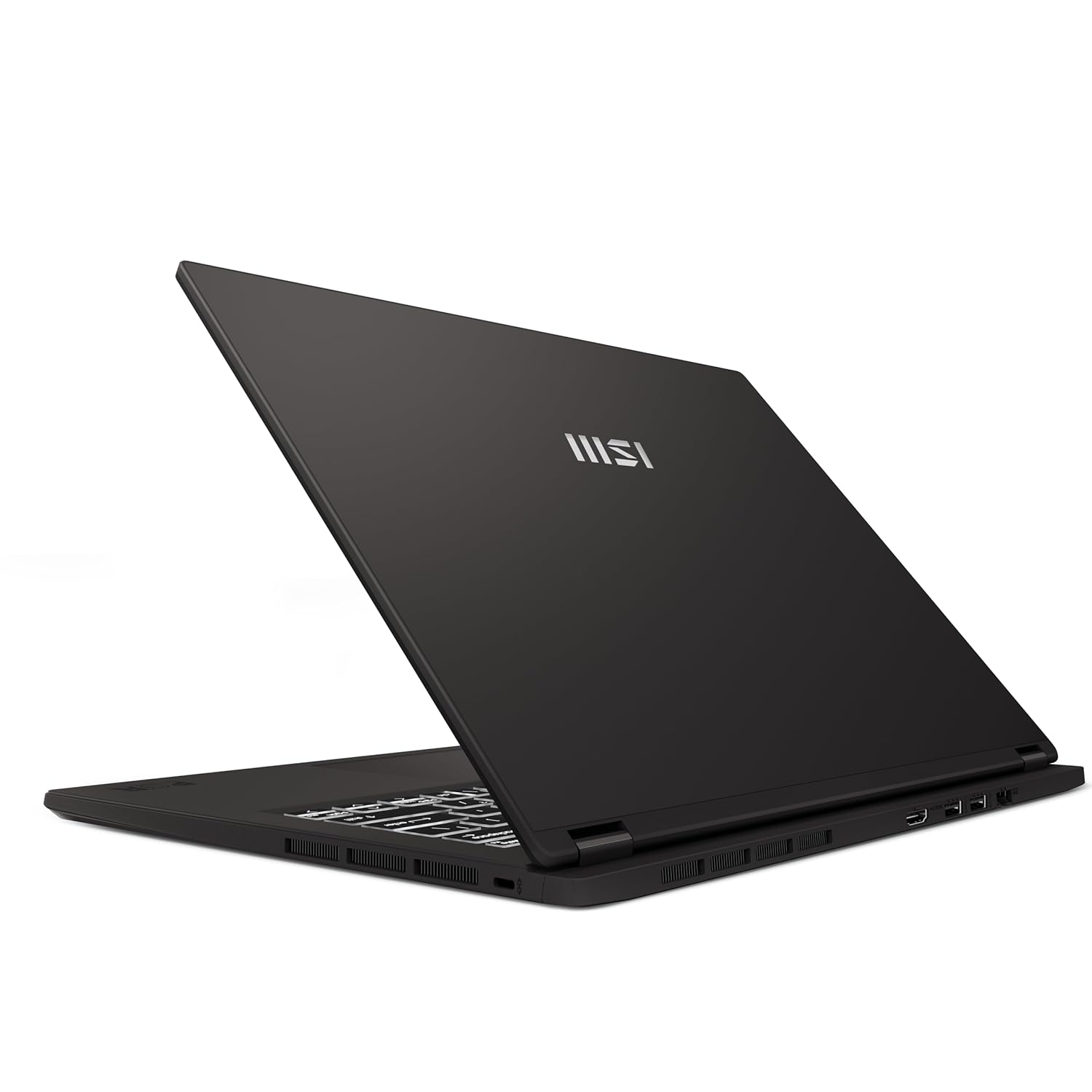 Black MSI laptop on a white background