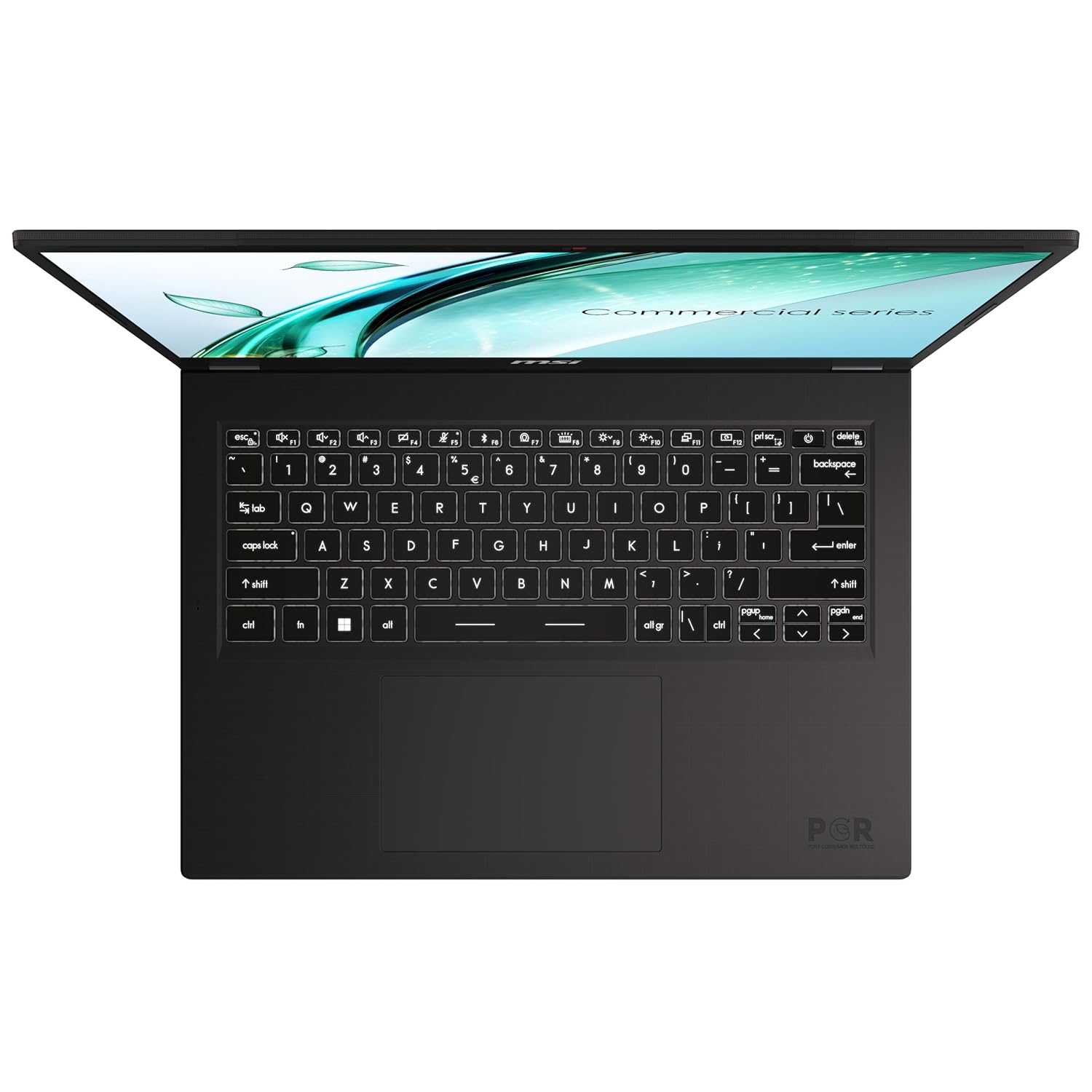 A black Lenovo ThinkPad commercial series laptop shown open from a front-facing perspective against a solid white background.