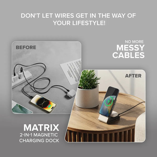Matrix 2-In-1 Universal Magnetic Charging Dock - White