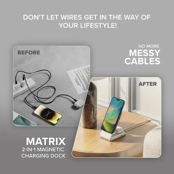 Matrix 2-In-1 Universal Magnetic Charging Dock - White