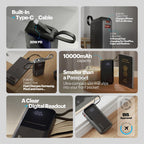 Mito Plus Mini 10000mAh Powerbank with Built-in Type-C Cable and 22.5W Fast Charging