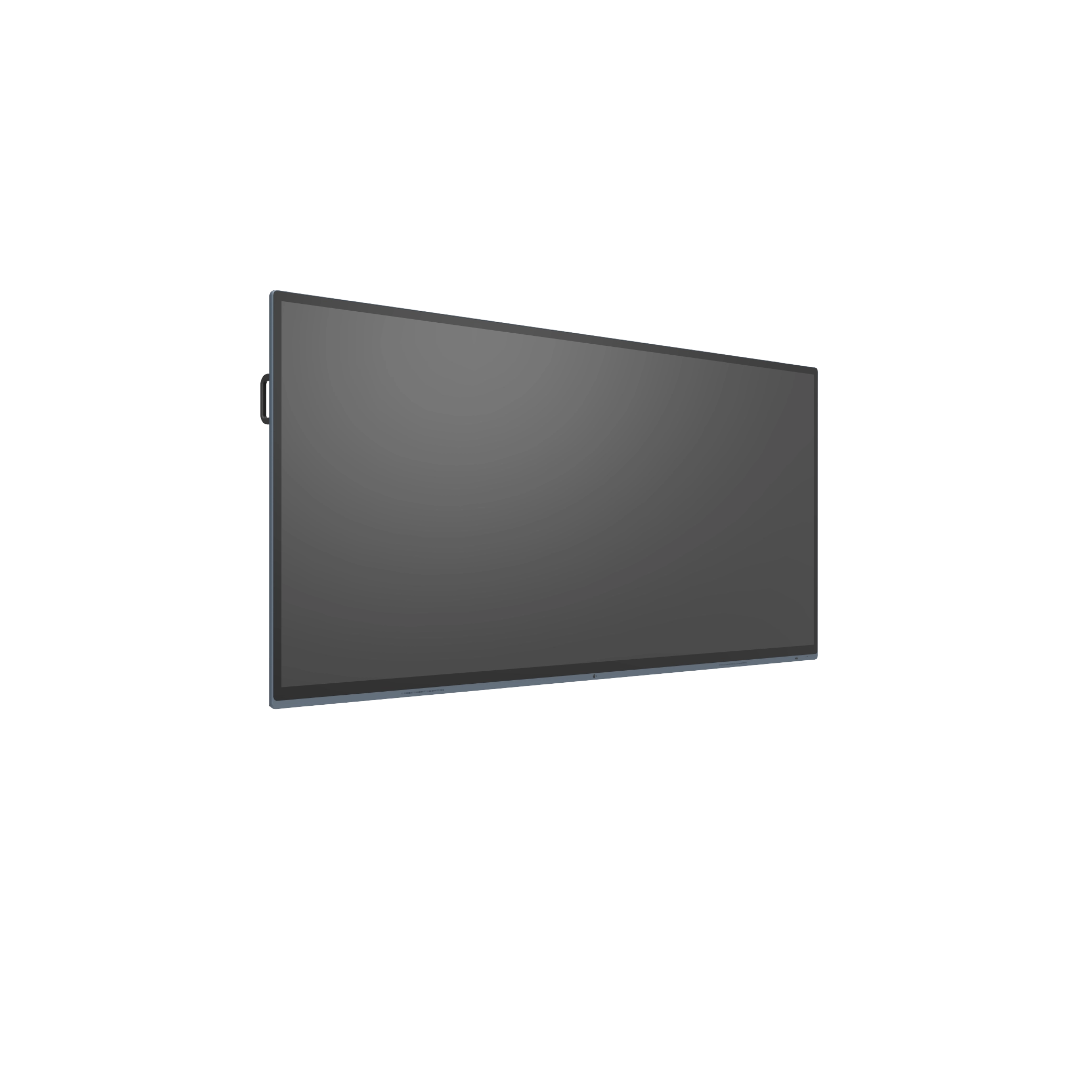A modern flat-panel display monitor with a slim dark gray bezel, shown at an angle against a solid white background.