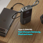 Mito Plus Mini 10000mAh Powerbank with Built-in Type-C Cable and 22.5W Fast Charging