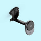 Car phone holder with suction cup on a light blue background