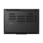 Back view of a black laptop on a white background