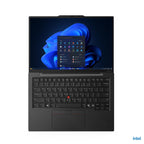 Laptop with a blue flower design on the screen, displayed on a white background.